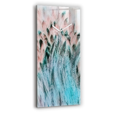 Ceas vertical de perete din sticlă Pene colorate