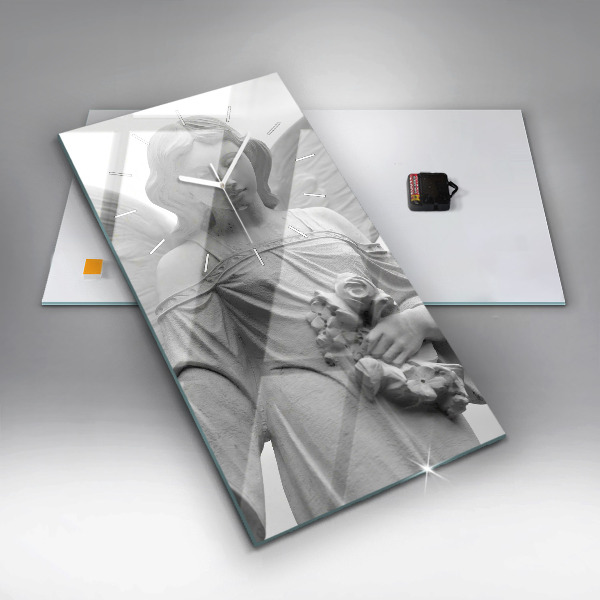 Ceas vertical de perete din sticlă Sculptură înger veche