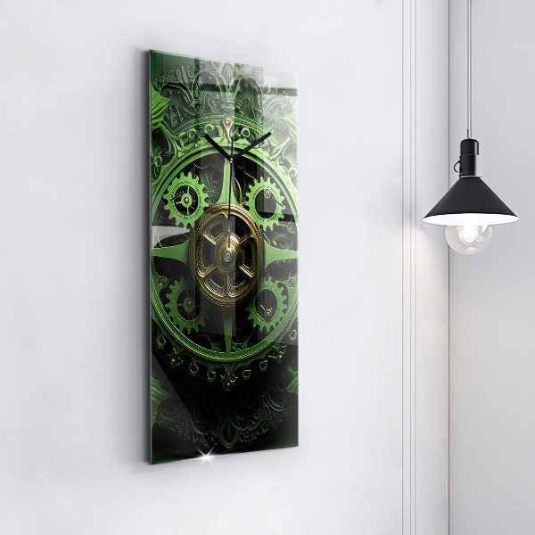 Ceas vertical de perete din sticlă Mecanism verde