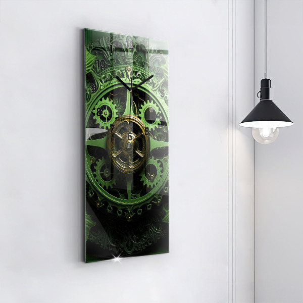 Ceas vertical de perete din sticlă Mecanism verde