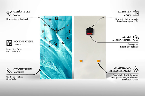 Ceas vertical de perete din sticlă Elan grafic