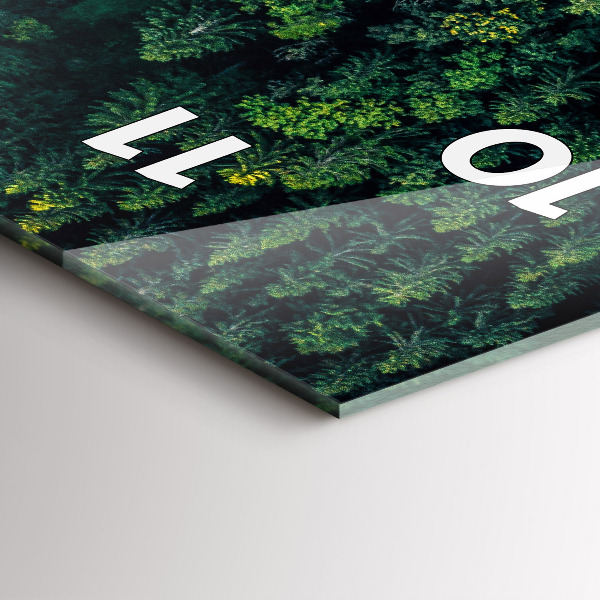 Ceas vertical de perete din sticlă Pădure din vedere de ochi de pasăre