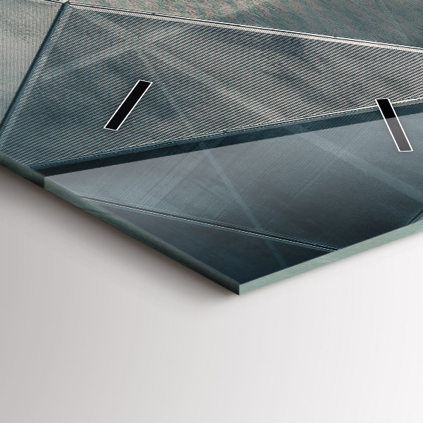 Ceas vertical de perete din sticlă Triunghiuri abstracte metalice