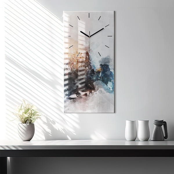 Ceas vertical de perete din sticlă Fețe abstracte