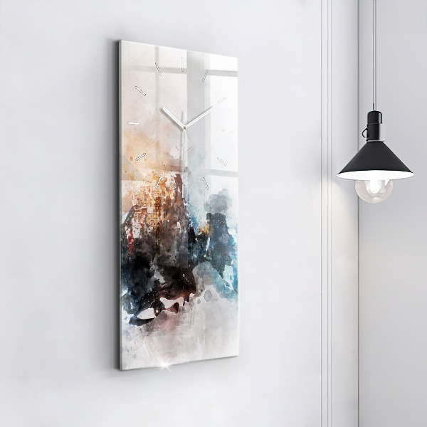 Ceas vertical de perete din sticlă Fețe abstracte
