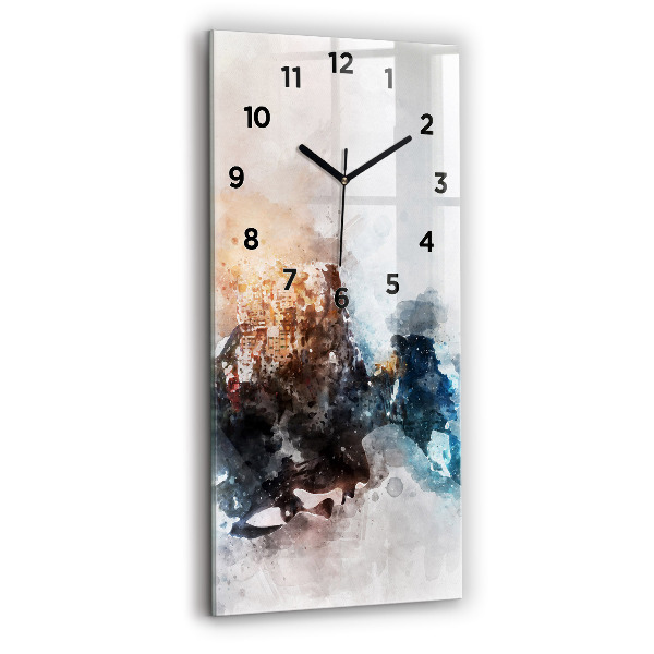 Ceas vertical de perete din sticlă Fețe abstracte
