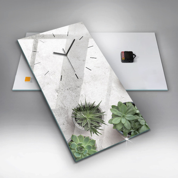 Ceas vertical de perete din sticlă Plante decorative