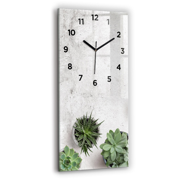 Ceas vertical de perete din sticlă Plante decorative