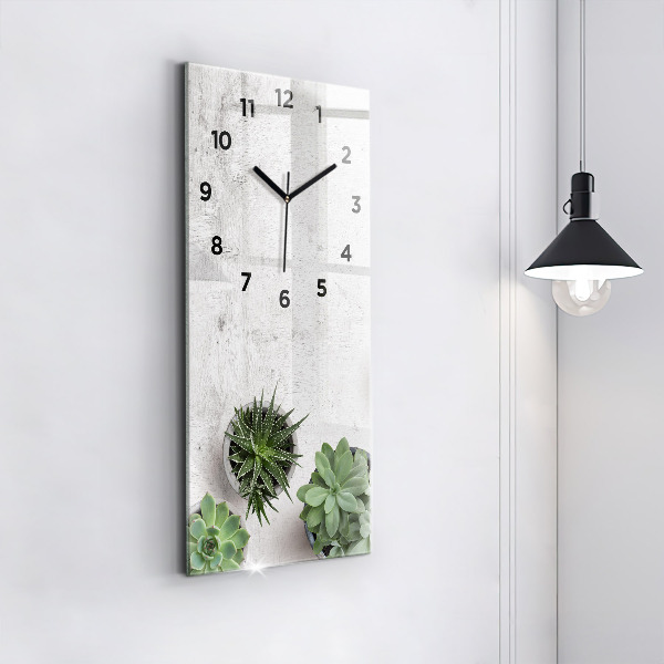 Ceas vertical de perete din sticlă Plante decorative