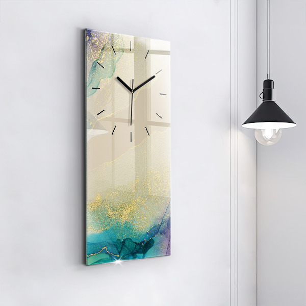 Ceas vertical de perete din sticlă Abstracția culorilor