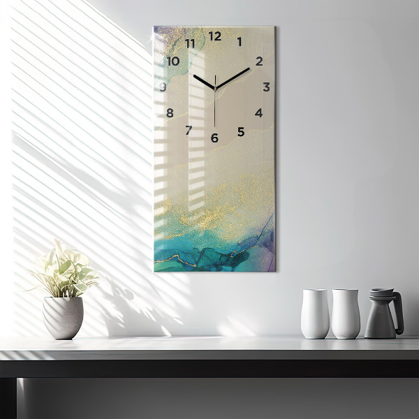 Ceas vertical de perete din sticlă Abstracția culorilor