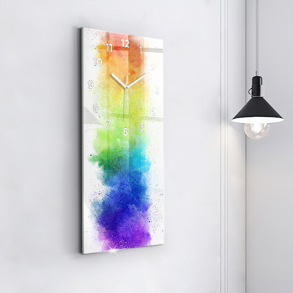 Ceas vertical de perete din sticlă Curcubeu abstract