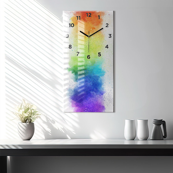 Ceas vertical de perete din sticlă Curcubeu abstract