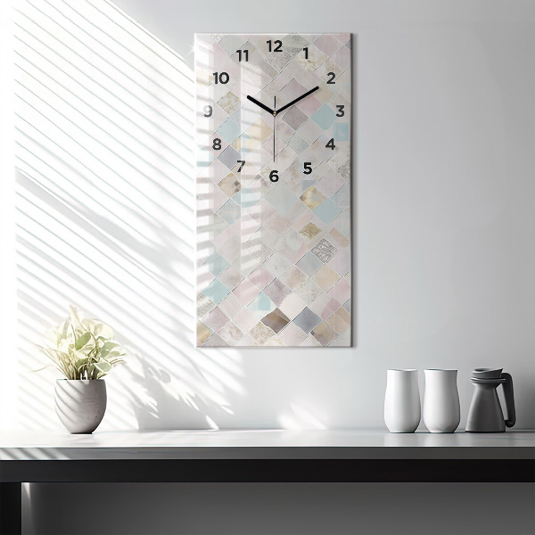 Ceas vertical de perete din sticlă Placi colorate