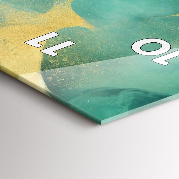 Ceas vertical de perete din sticlă Marmură verde