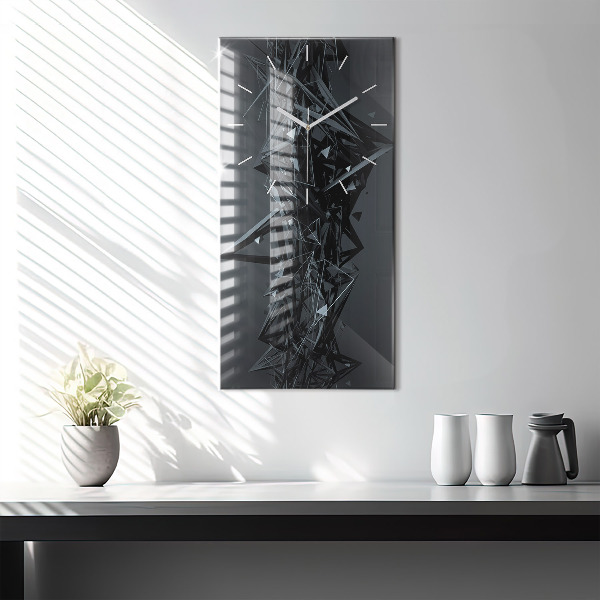 Ceas vertical de perete din sticlă Abstracția neagră