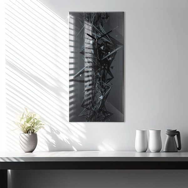 Ceas vertical de perete din sticlă Abstracția neagră