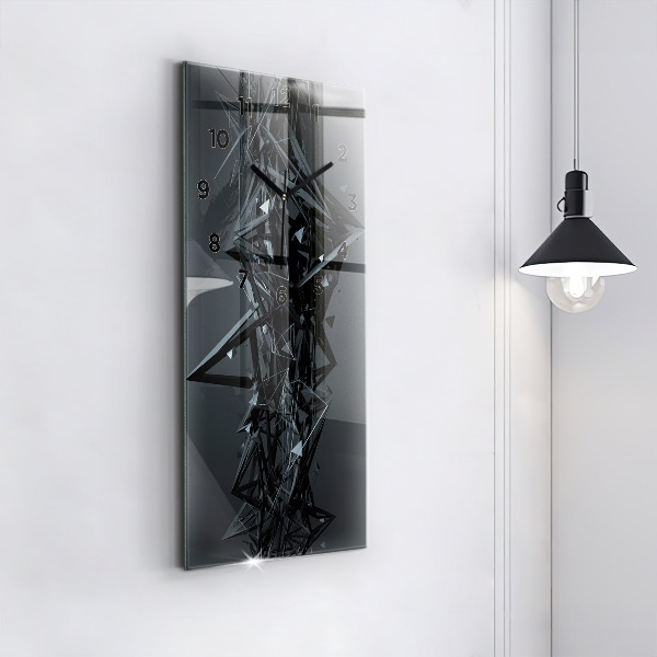 Ceas vertical de perete din sticlă Abstracția neagră