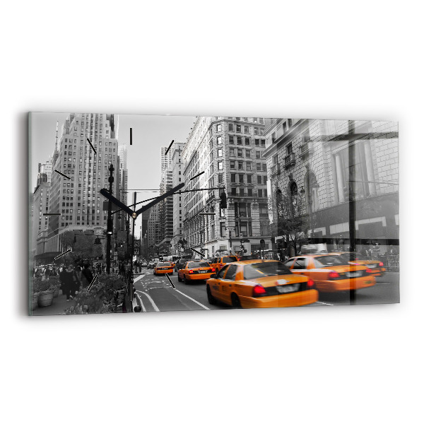 Ceas orizontale de perete din sticlă Manhattan și taxiuri