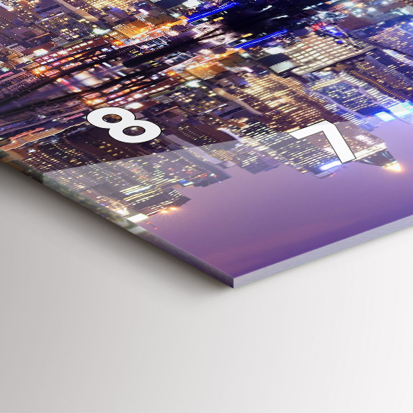 Ceas orizontale de perete din sticlă New York noaptea