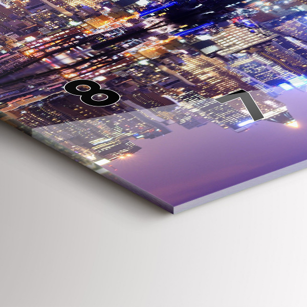 Ceas orizontale de perete din sticlă New York noaptea