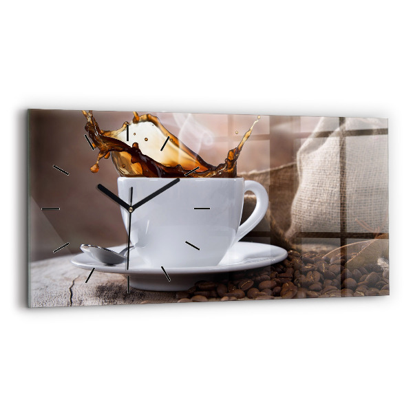 Ceas orizontale de perete din sticlă O ceașcă de cafea