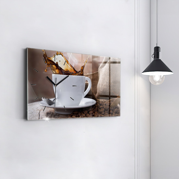 Ceas orizontale de perete din sticlă O ceașcă de cafea