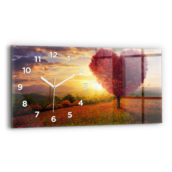 Ceas orizontale de perete din sticlă Arborele inimii iubirii