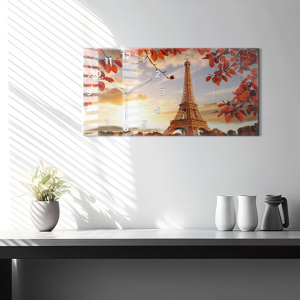 Ceas orizontale de perete din sticlă Turnul Eiffel