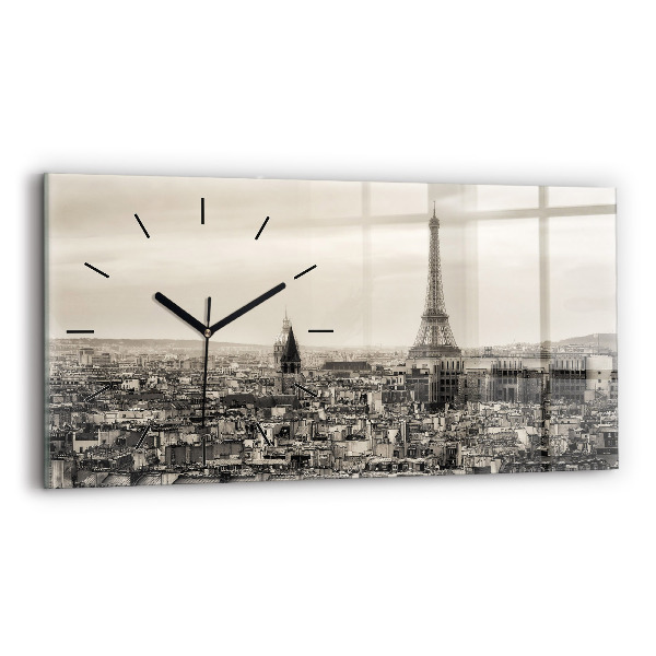 Ceas orizontale de perete din sticlă Peisaj panoramic din Paris