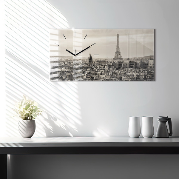 Ceas orizontale de perete din sticlă Peisaj panoramic din Paris
