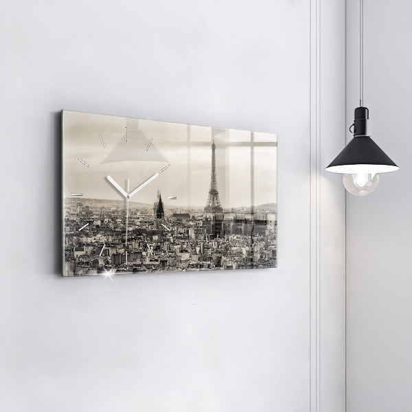 Ceas orizontale de perete din sticlă Peisaj panoramic din Paris