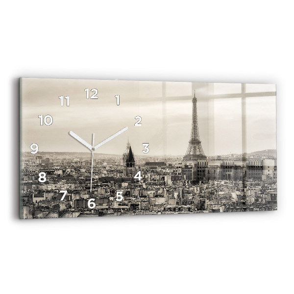 Ceas orizontale de perete din sticlă Peisaj panoramic din Paris