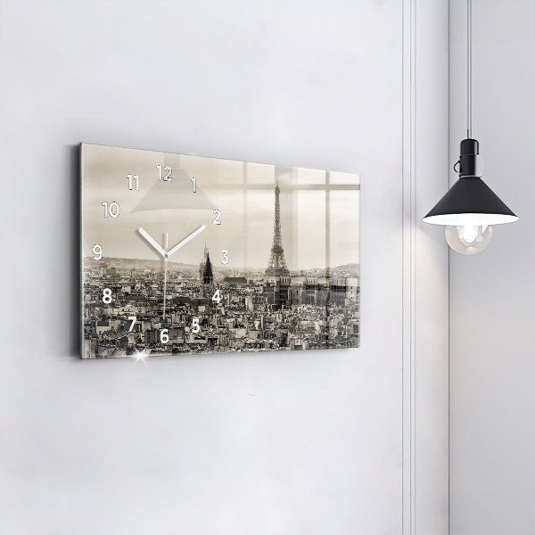Ceas orizontale de perete din sticlă Peisaj panoramic din Paris