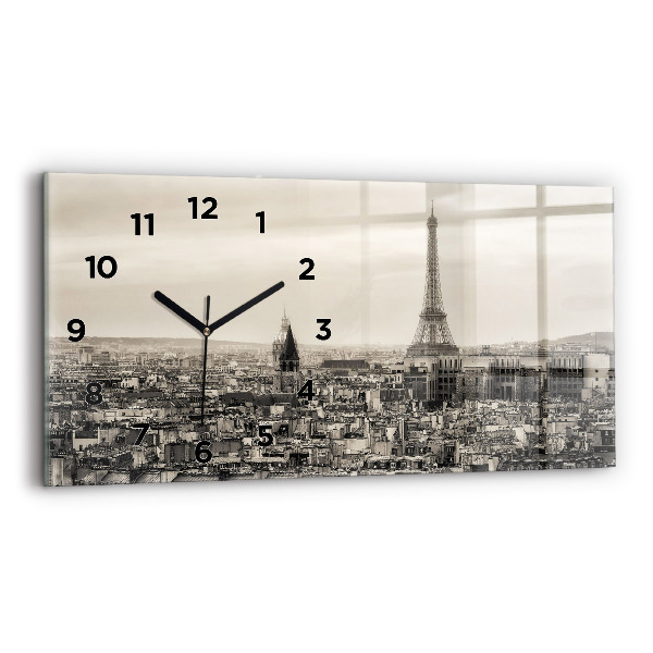 Ceas orizontale de perete din sticlă Peisaj panoramic din Paris