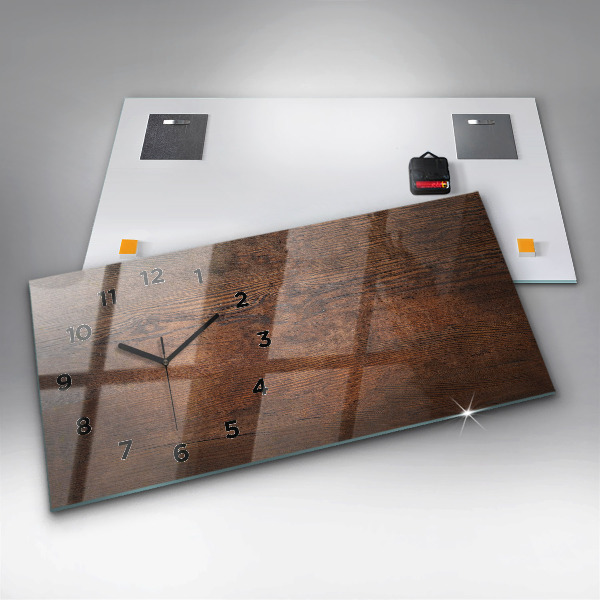 Ceas orizontale de perete din sticlă Lemn vechi