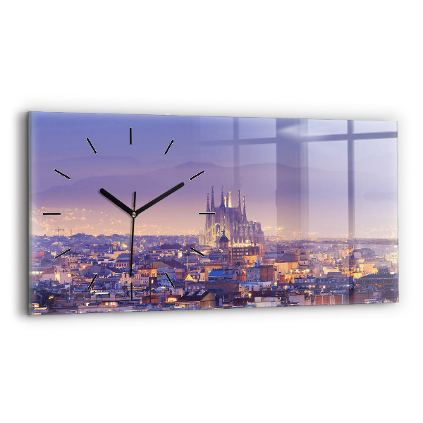 Ceas orizontale de perete din sticlă Vedere spre Barcelona