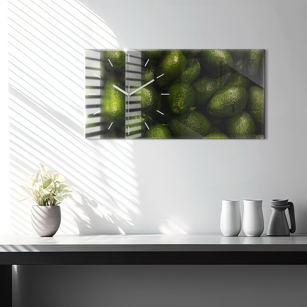 Ceas orizontale de perete din sticlă Avocado