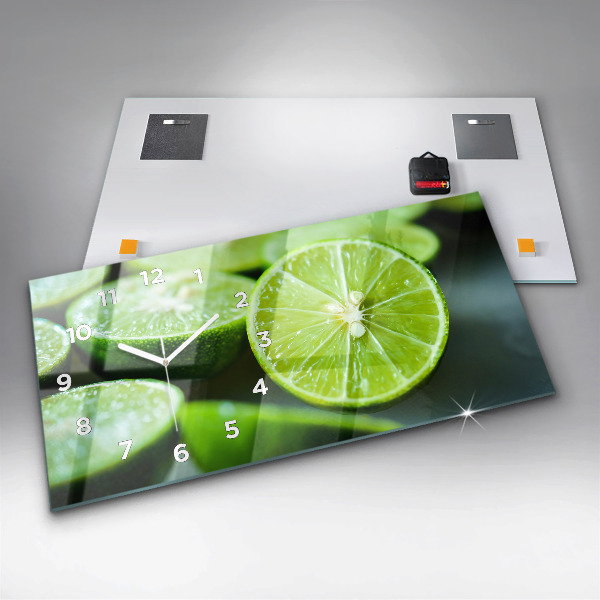 Ceas orizontale de perete din sticlă Bucăți de tei