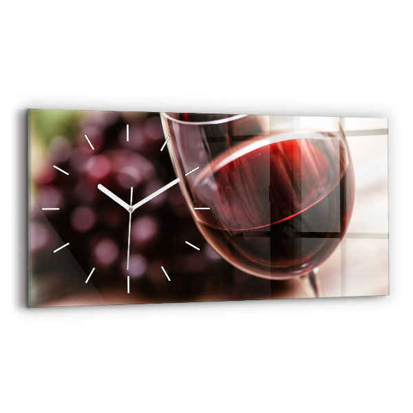 Ceas orizontale de perete din sticlă Un pahar de vin roșu