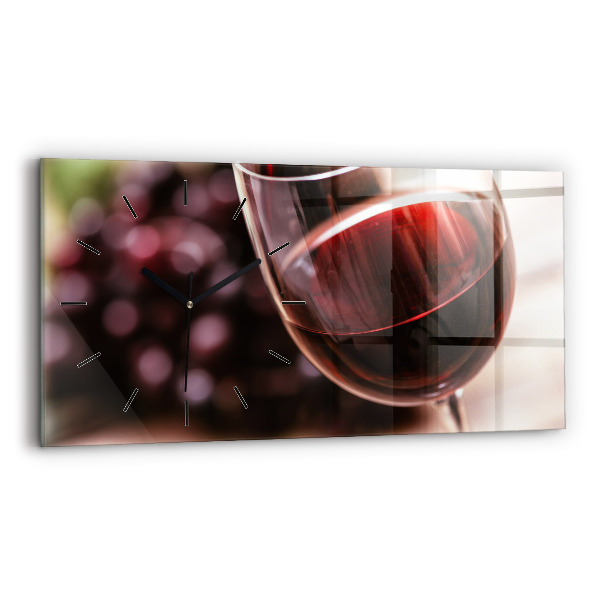 Ceas orizontale de perete din sticlă Un pahar de vin roșu