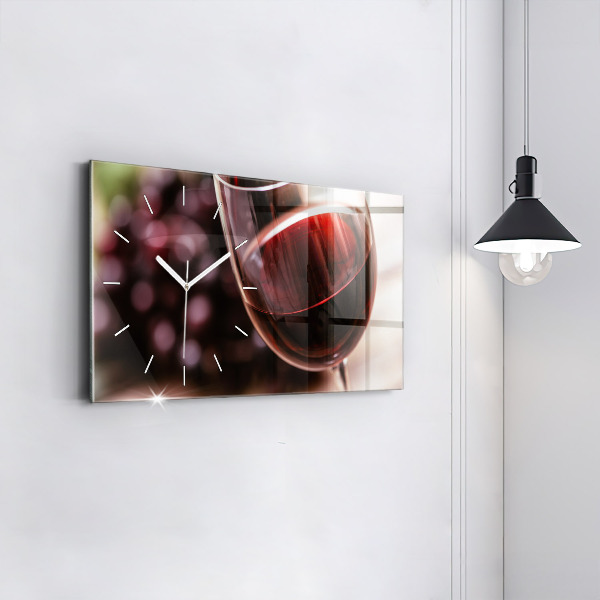 Ceas orizontale de perete din sticlă Un pahar de vin roșu