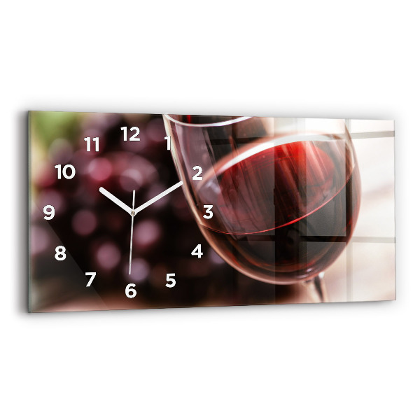 Ceas orizontale de perete din sticlă Un pahar de vin roșu