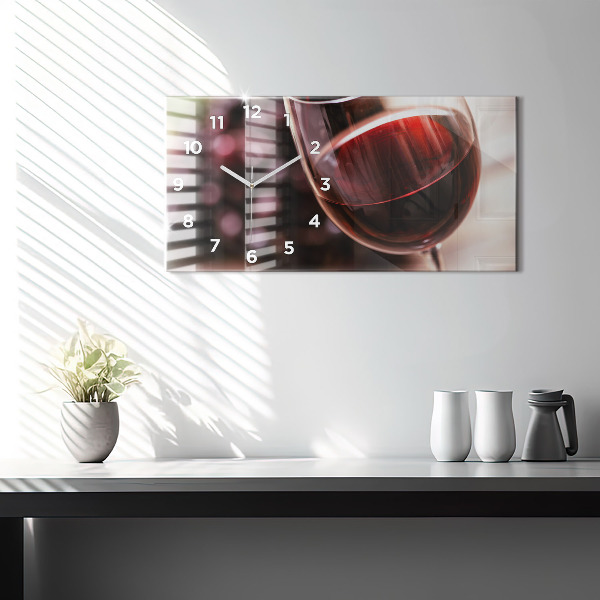 Ceas orizontale de perete din sticlă Un pahar de vin roșu