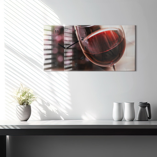 Ceas orizontale de perete din sticlă Un pahar de vin roșu