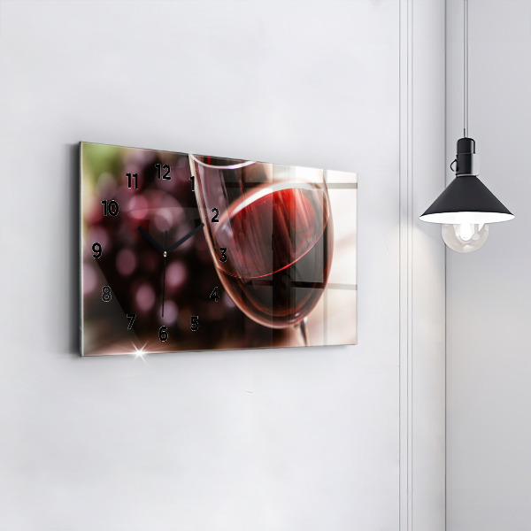 Ceas orizontale de perete din sticlă Un pahar de vin roșu