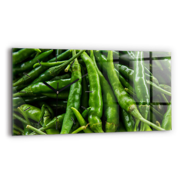 Ceas orizontale de perete din sticlă Ardei verde