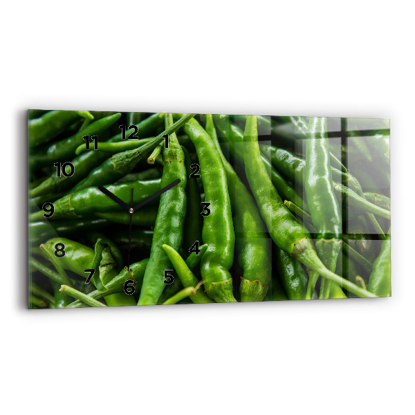 Ceas orizontale de perete din sticlă Ardei verde