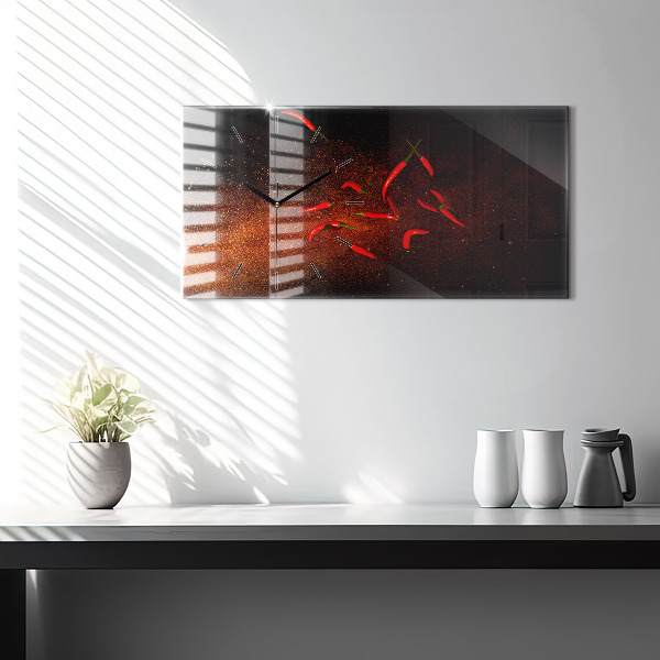 Ceas orizontale de perete din sticlă Ardei iute