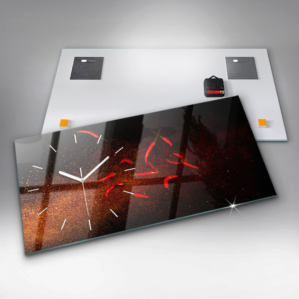 Ceas orizontale de perete din sticlă Ardei iute